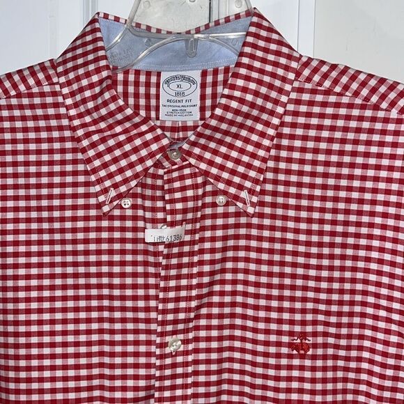 Brooks Brothers Regent Non-Iron NC State Wolfpack Supima Gingham Golden Fleece - Picture 1 of 6